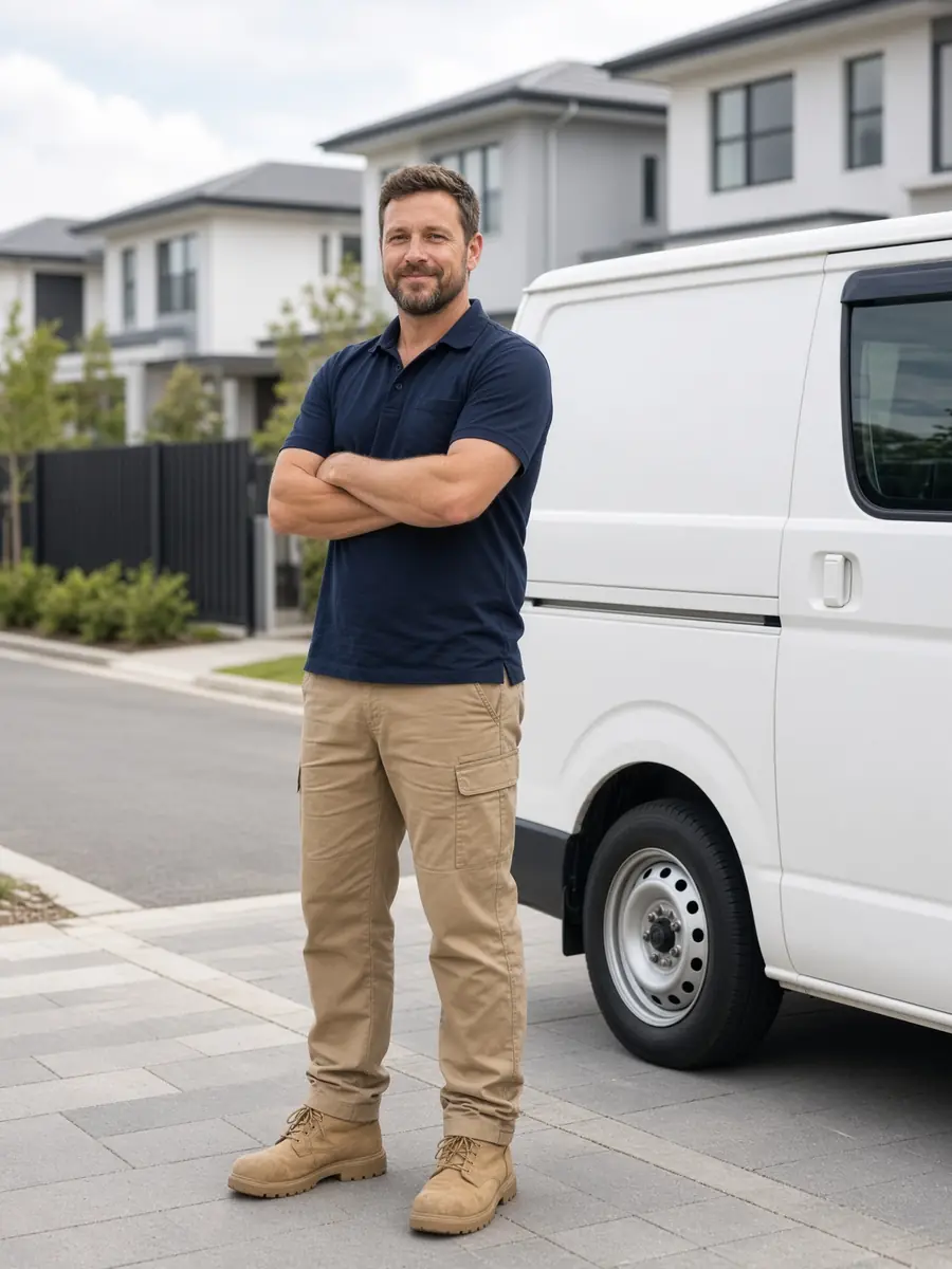 Licensed electrician at work in an Oran Park home
