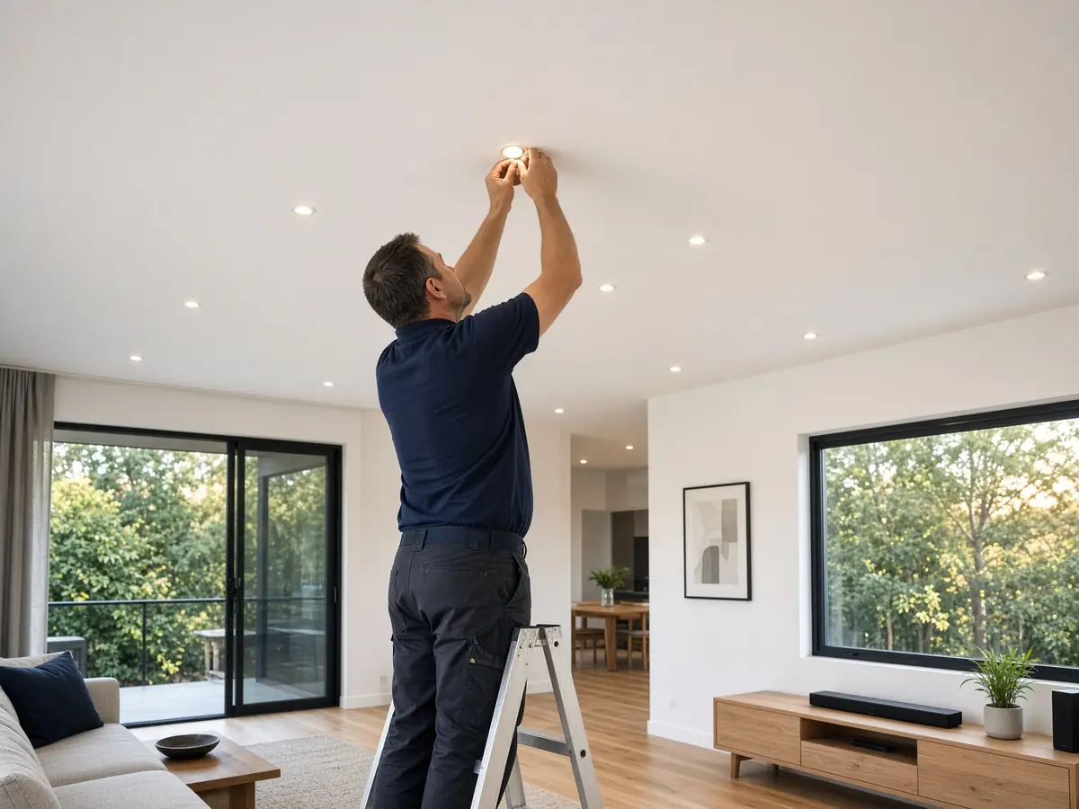 LED downlight installation in an Oran Park living room